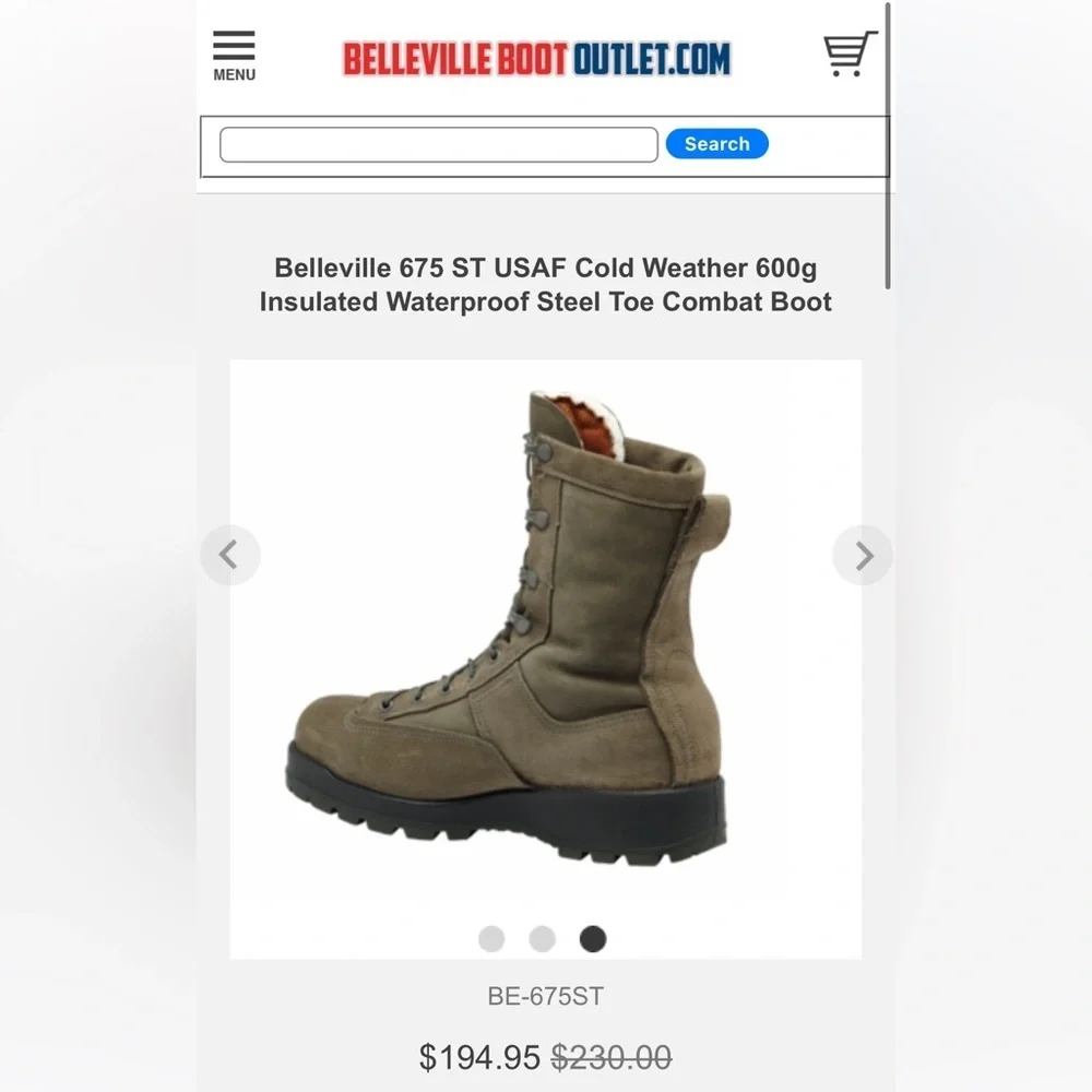 Belleville 675 ST USAF Cold‎ Weather Waterproof Steel Toe Combat Boot 3R(~8.5)